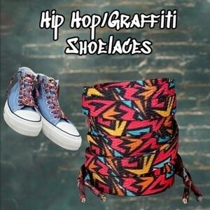 Hip Hop/Graffiti Style Funky Colorful 43" Flat Shoelaces-LACES ONLY-NWT